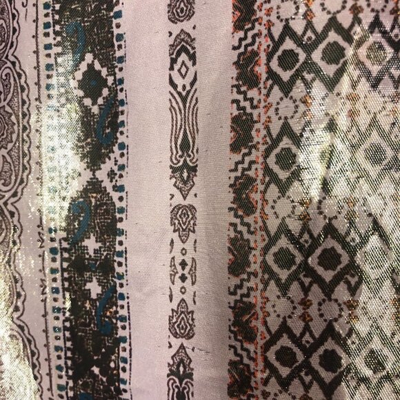 ETRO Metallic Silk Patterned Print Long Sleeve Side Slit Tunic Blouse Sz 44 ITA - Picture 11 of 16